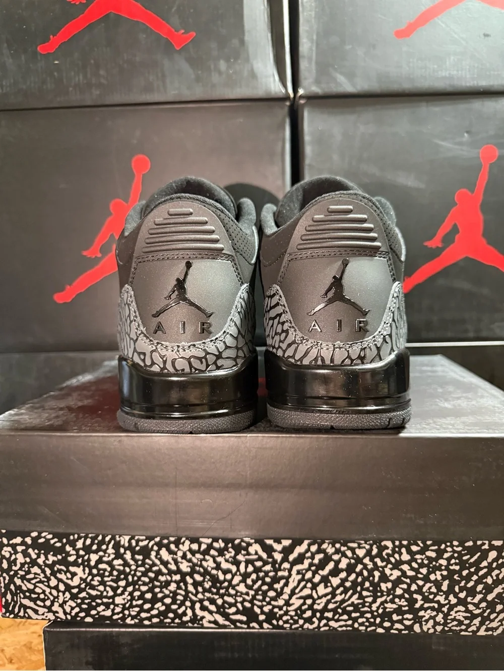 Jordan 3 Retro Black Cat Elephant Print Basketball Shoes